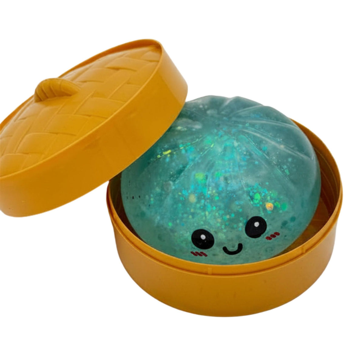 Jucarie Squishy Dumpling Antistres, Glitter Edition cu Revenire Lenta, Material TPR, 8.5 cm, Culoare Aleatorie