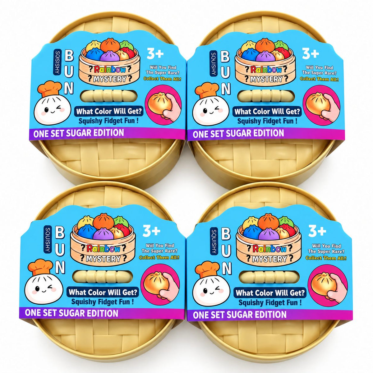 Jucarie Squishy Antistres Dumpling, Revenire Lenta cu Sclipici Irizat, Silicon Moale, 16x16 cm, Culoare Surpriza Mystery Box