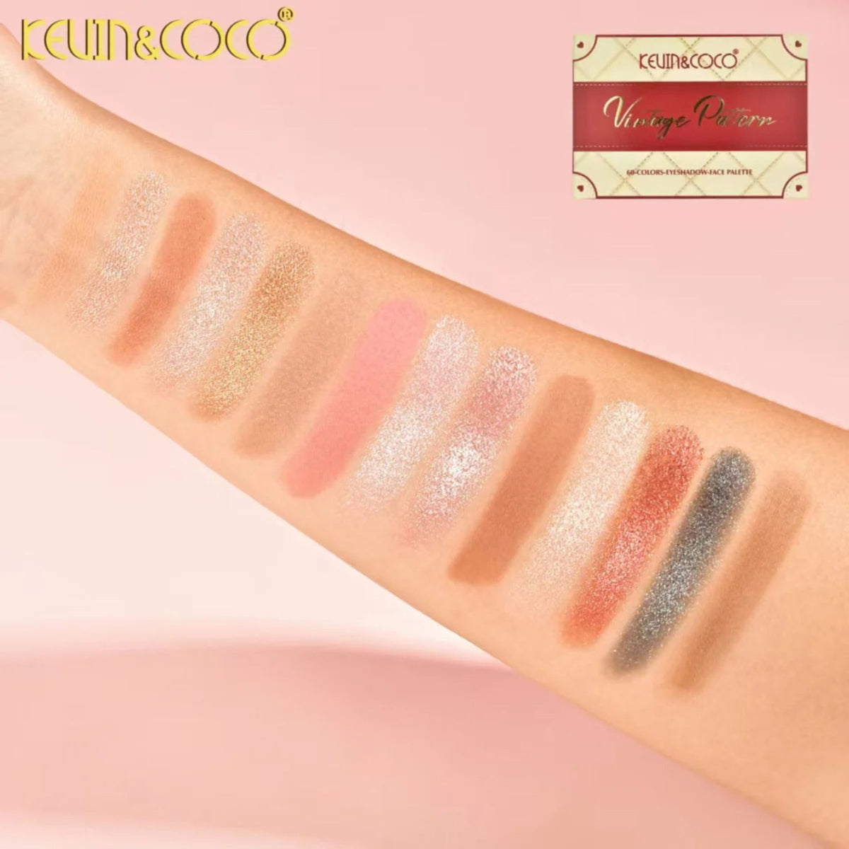 Kevin&Coco Paleta Machiaj Profesionala Tartan, 60 Culori Fard Pleoape Mate si Sidefate, Pigmentare Ridicata, Pensula Inclusa, Multicolor