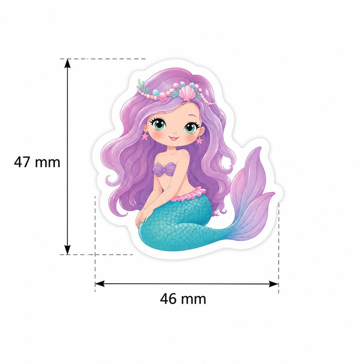 Set Stickere Sirene și Creaturi Marine, Design Cartoon Kawaii, Hârtie Autoadezivă, 50 Bucăți, Multicolor, 4.6 x 4.7 cm