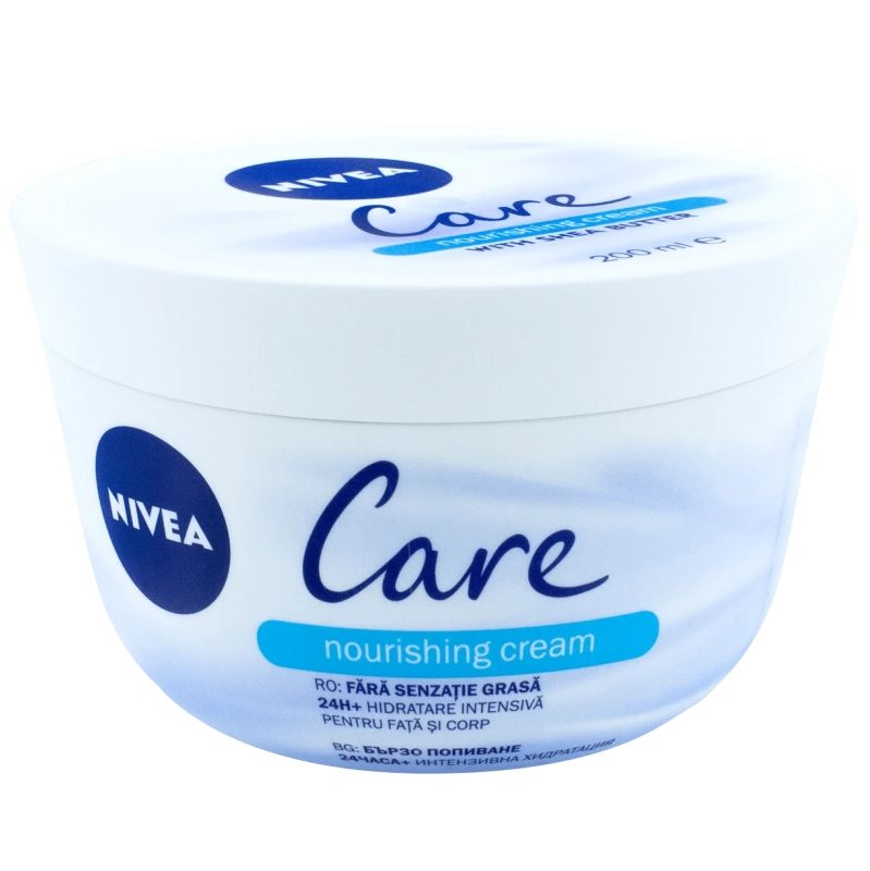 Nivea Crema Care, Crema Hidratanta Intensiva pentru Fata si Corp, Formula cu Eucerit si Pantenol, 200 ml