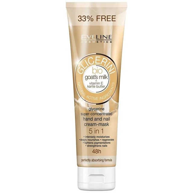 Eveline Crema de Maini cu Glicerina si Lapte de Capra, Hidratare si Nutritie, Textura Cremoasa, 100 ml