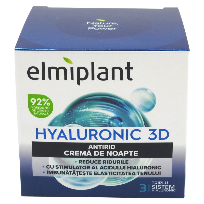 Elmiplant Crema Antirid de Noapte cu Acid Hialuronic, Regenerare si Hidratare Intensa pentru Ten, 50 ml