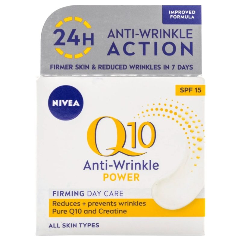 Nivea Q10 Power Cremă Antirid de Zi pentru Față, Efect de Fermitate, Protecție SPF 15, 50 ml