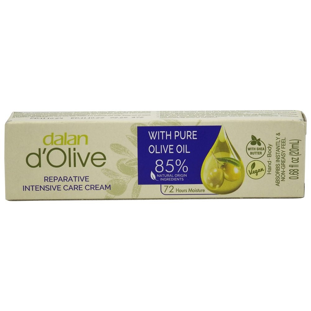 Dalan, Crema Hidratanta pentru Maini si Corp, Formula cu Ulei de Masline, Absorbtie Rapida, Tub de Voiaj, 20 ml