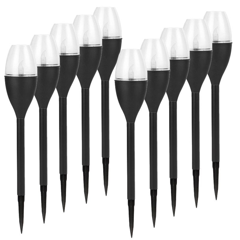 Lampa Solara LED pentru Gradina, Efect Flacara Multicolor, Design Pahar de Vin, Protectie IP65, PVC si ABS, Inaltime 37.5 cm, Negru, Set 10 Bucati