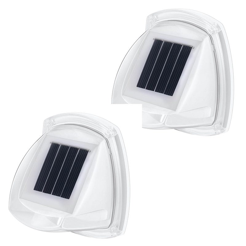 Set 2 Lămpi Solare LED de Grădină, Aplică de Perete Exterior cu Senzor de Lumină, 8 LED-uri per Lampă, Material ABS Rezistent la Apă, Lumină Alb Rece, Acumulator 600mAh, Alb, 2 Bucăți