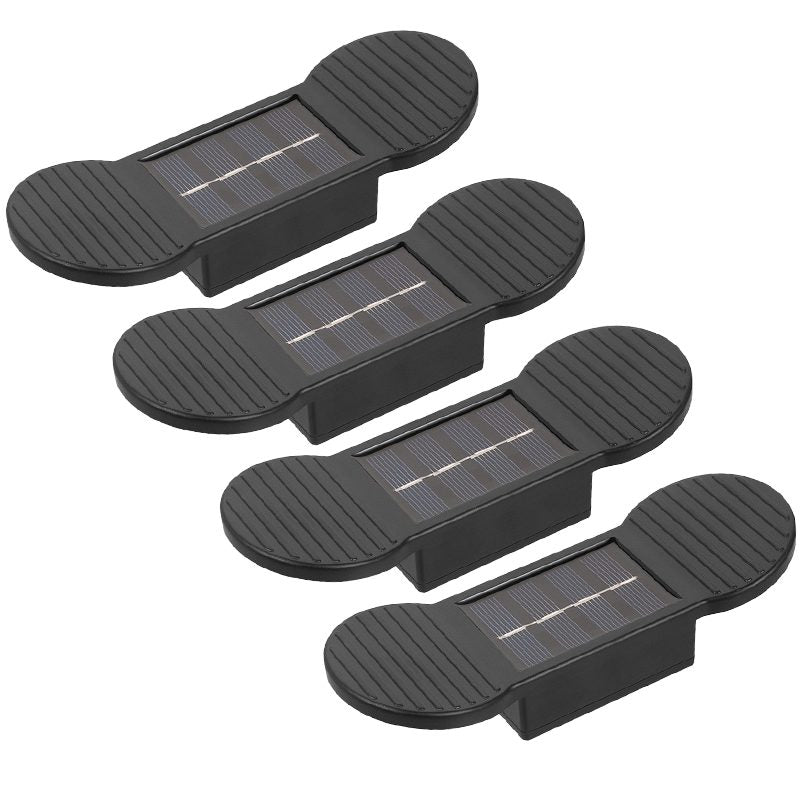 Aplica Solara LED de Perete si Scari, Senzor Lumina, Rezistenta la Apa IP65, ABS si Policarbonat, 16 x 5.9 x 3.3 cm, Lumina Alb Calda, Negru, Set 4 Bucati