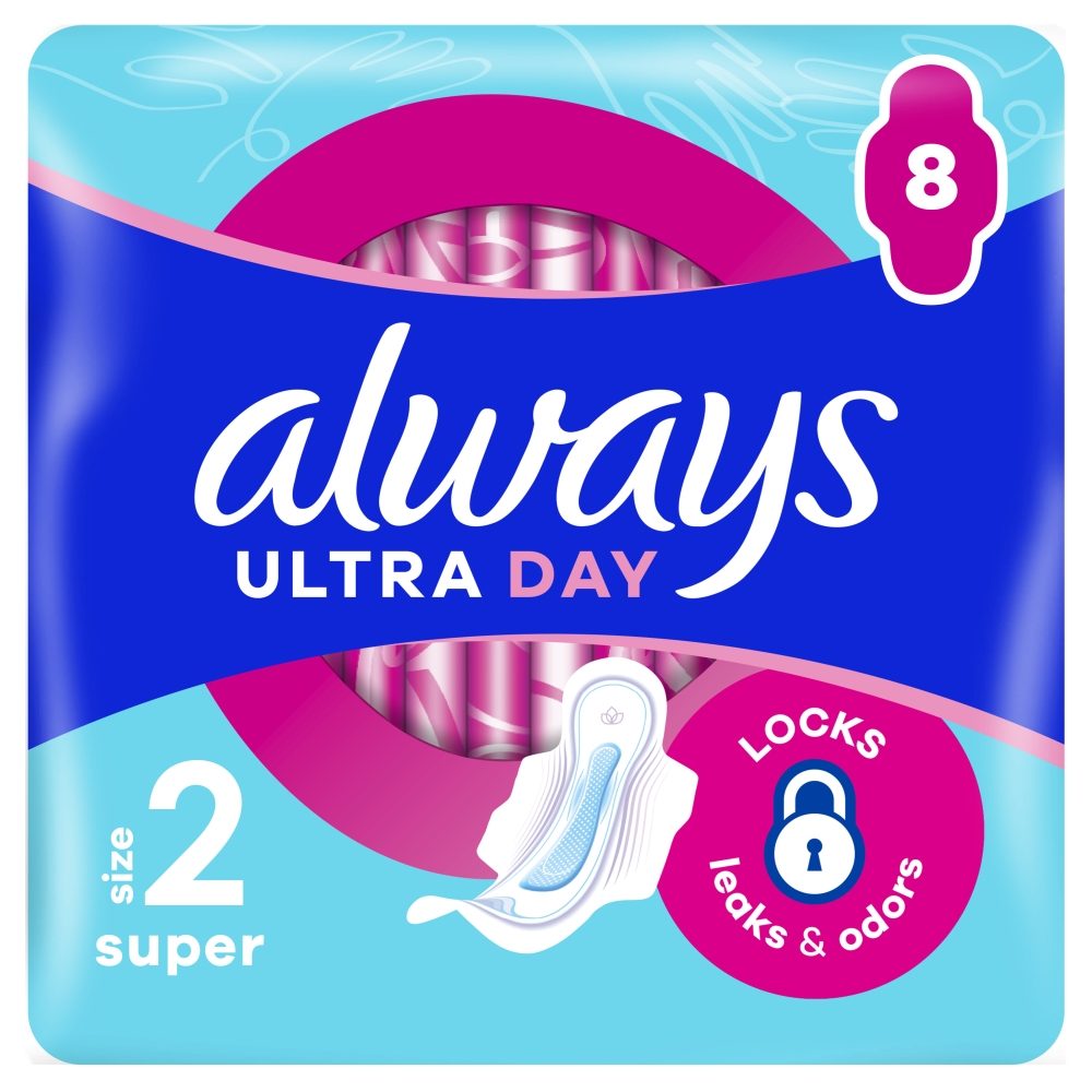 Always Absorbante Igienice Ultra Super Plus, Strat Superior Tip Plasă, Tehnologie De Neutralizare A Mirosului, Mărimea 3, 8 Bucăți