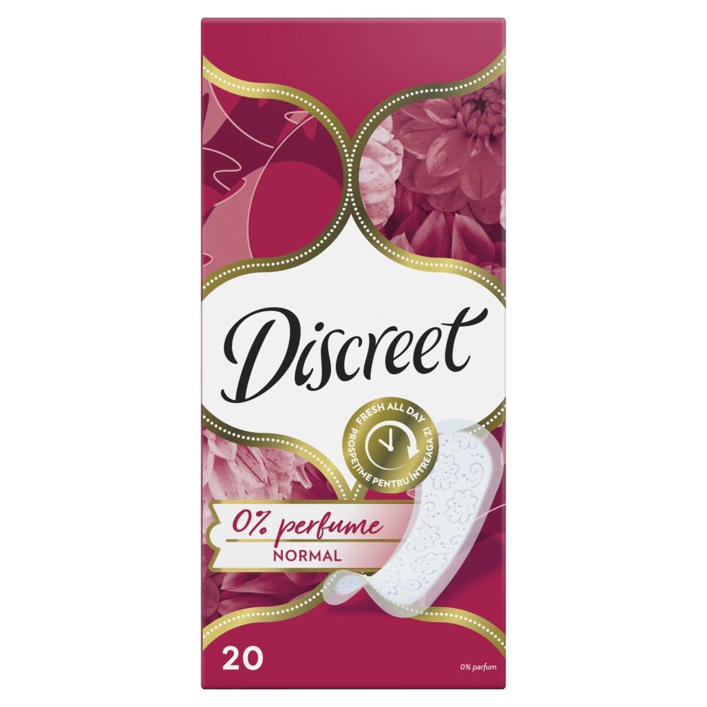 Absorbante Zilnice Discreet Normal, Protectie Subtire si Flexibila, Parfum Delicate, 20 Bucati