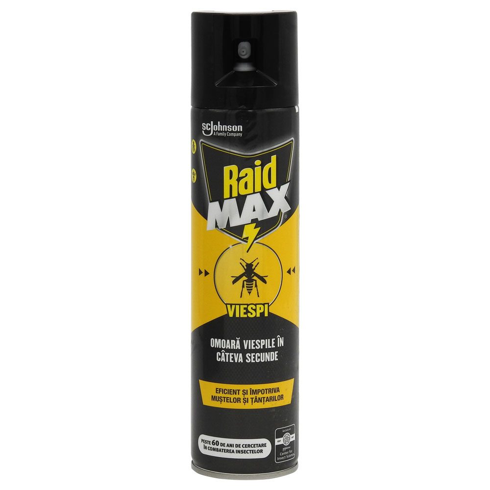 Spray Insecticid Raid Max, Jet Puternic Impotriva Viespilor si Cuiburilor, Actiune Imediata, Aerosol, 400 ml