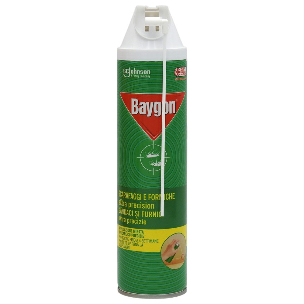 Baygon Insecticid Gandaci si Furnici, Spray cu Aplicator Extra Precizie, Formula cu Actiune Rapida, 400 ml