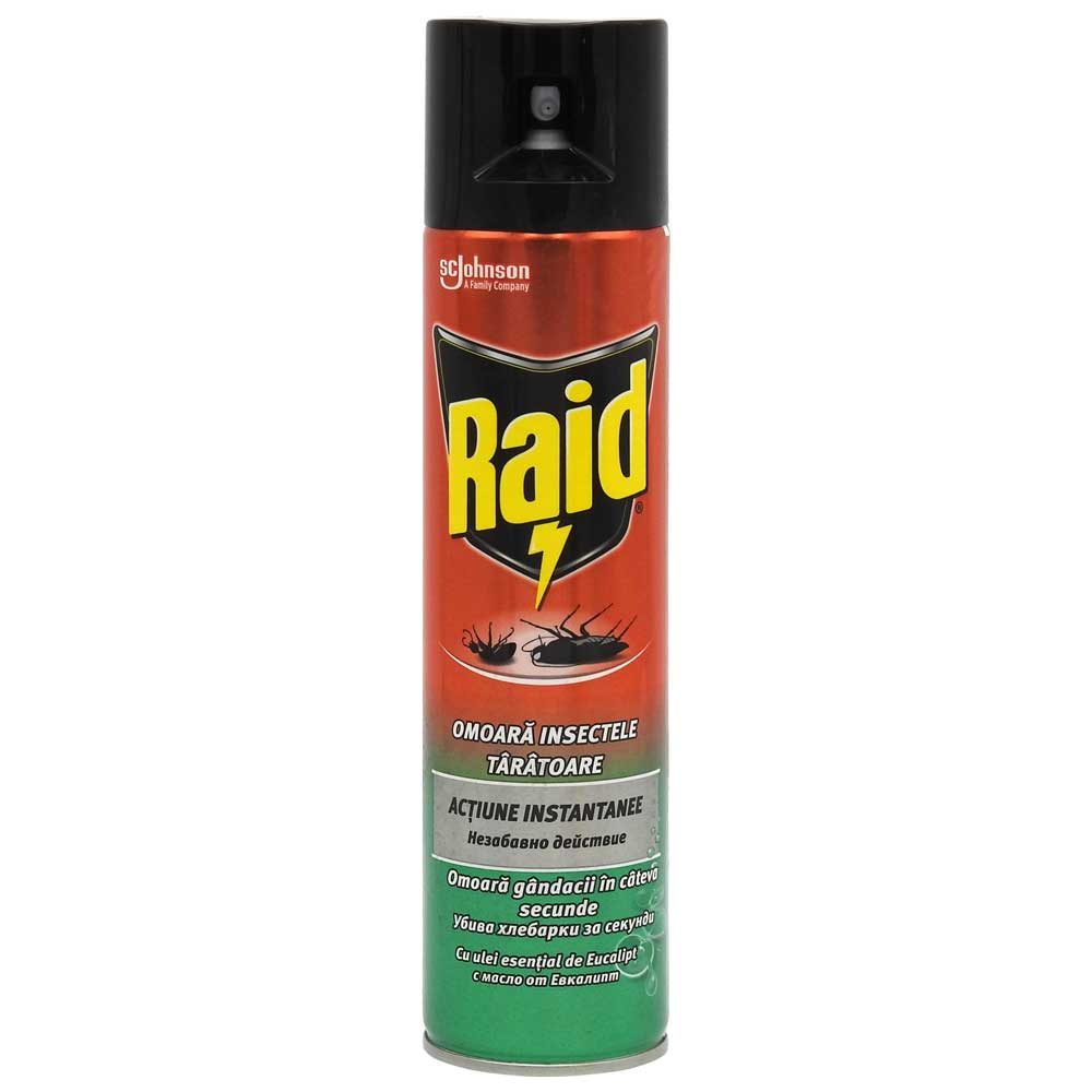 Raid Insecticid Spray Gandaci si Furnici, Protectie Eficienta cu Miros de Eucalipt, 400 ml