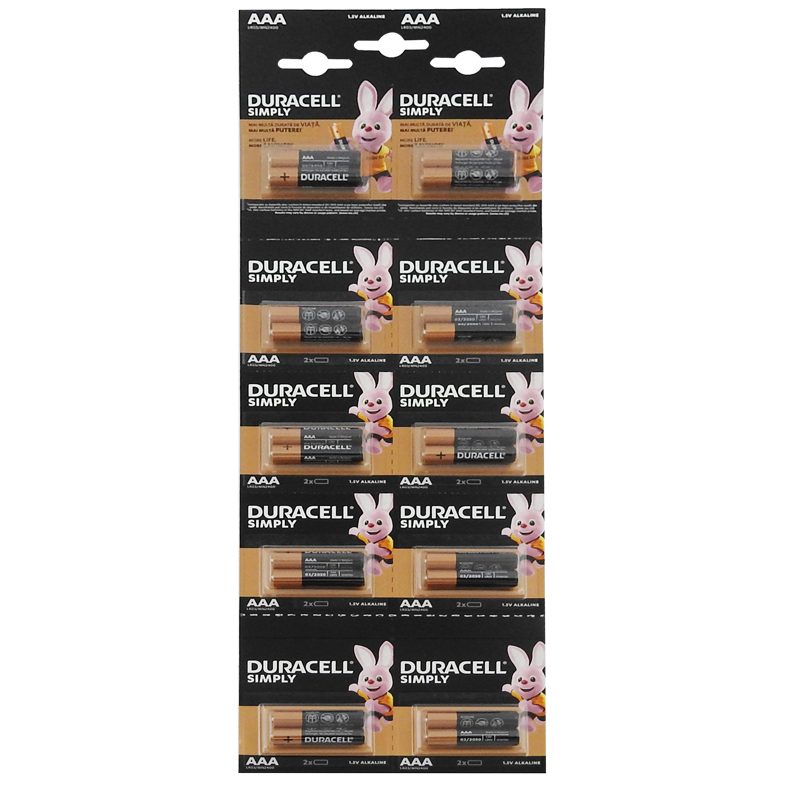 Duracell Baterii Alcaline AAA, Model R3, Tehnologie Duralock, Potrivite Pentru Dispozitive Electronice, Set 20 Bucăți