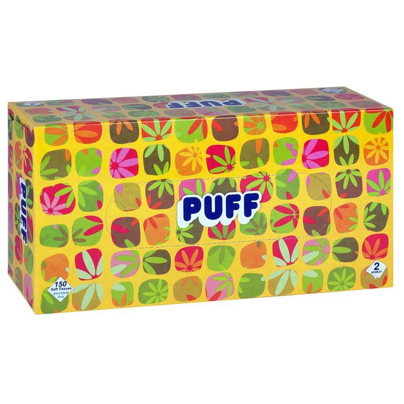 Puff Șervețele Faciale, Cutie Pop Up, 2 Straturi, Fine și Rezistente, 150 Bucăți