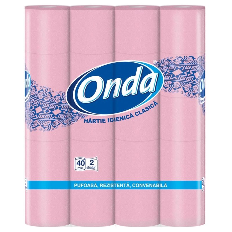 Onda Hartie Igienica Clasica, Rola Alba, Textura Gofrata, 2 Straturi, 40 Role