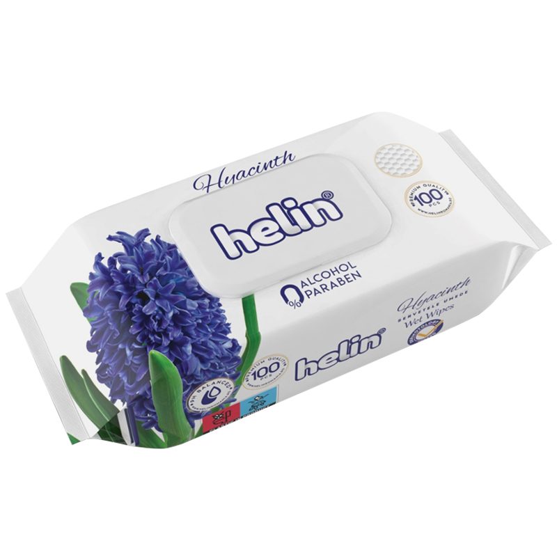 Helin Șervețele Umede cu Parfum de Zambile, Capac de Plastic pentru Protecție, Fără Alcool, 100 Bucăți