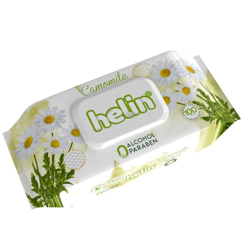 Helin Șervețele Umede pentru Copii, Extract de Mușețel, Curățare și Hidratare, Material Textil Moale, Pachet 100 Bucăți