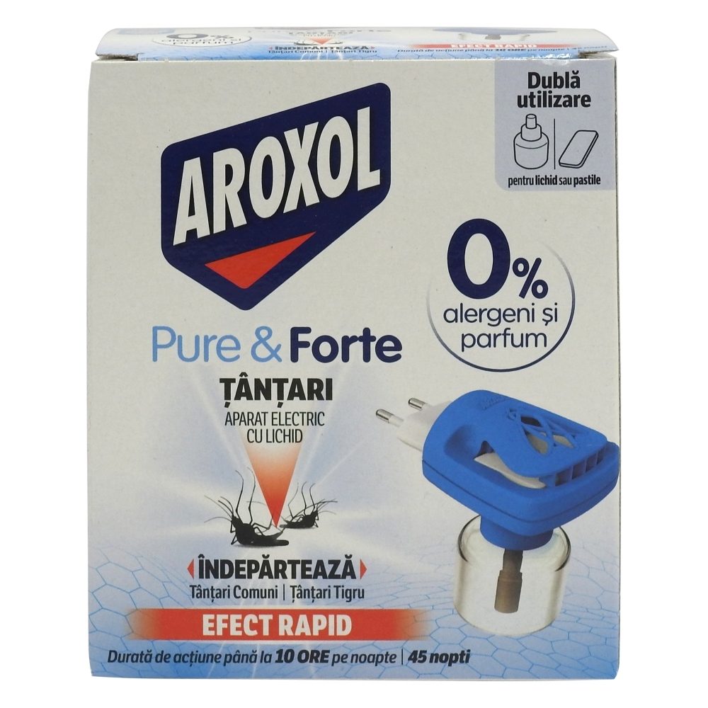 Aroxol Rezerva Lichida Antitantari Pure Forte, Insecticid Fara Parfum, Protectie 45 Nopti, 35 ml