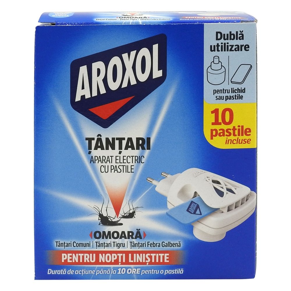 Aroxol Aparat Electric Antitantari, Dispozitiv Insecticid cu Actiune Rapida, 10 Pastile Rezerve Included