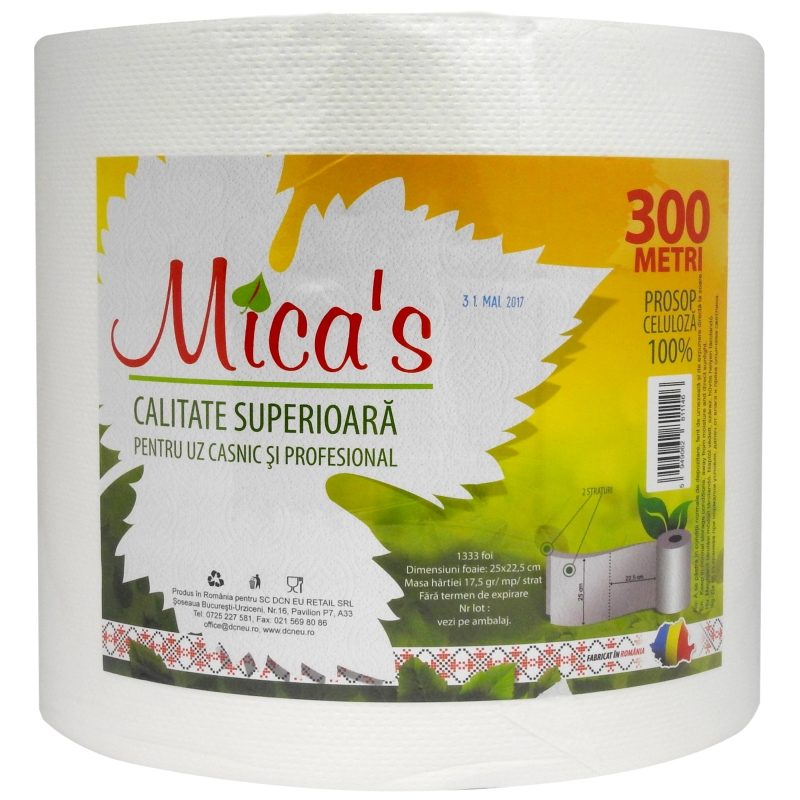 Micas Prosop Bucatarie Profesional, Rola Hartie Absorbanta, 2 Straturi, 300 m, Alb