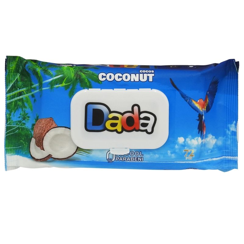 Dada Șervețele Umede Pentru Copii, Hidratare Cu Extract De Cocos, Hipoalergenice, 72 Bucăți