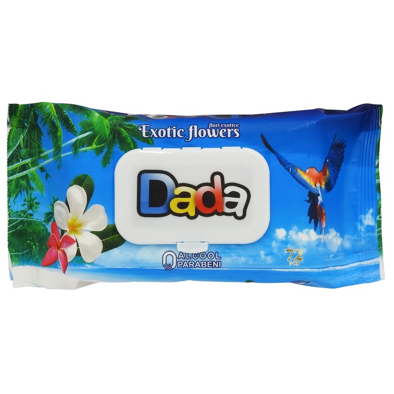 Șervețele Umede Dada, Parfum Exotic Flowers, Din Fibre Naturale, 72 Bucăți