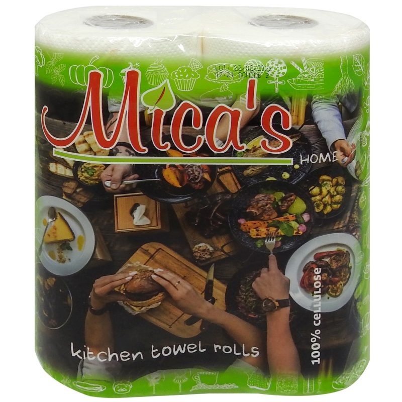 Micas Prosop de Bucatarie, Hartie Absorbanta in 2 Straturi, Role de Hartie Alba, 2 Role per Set
