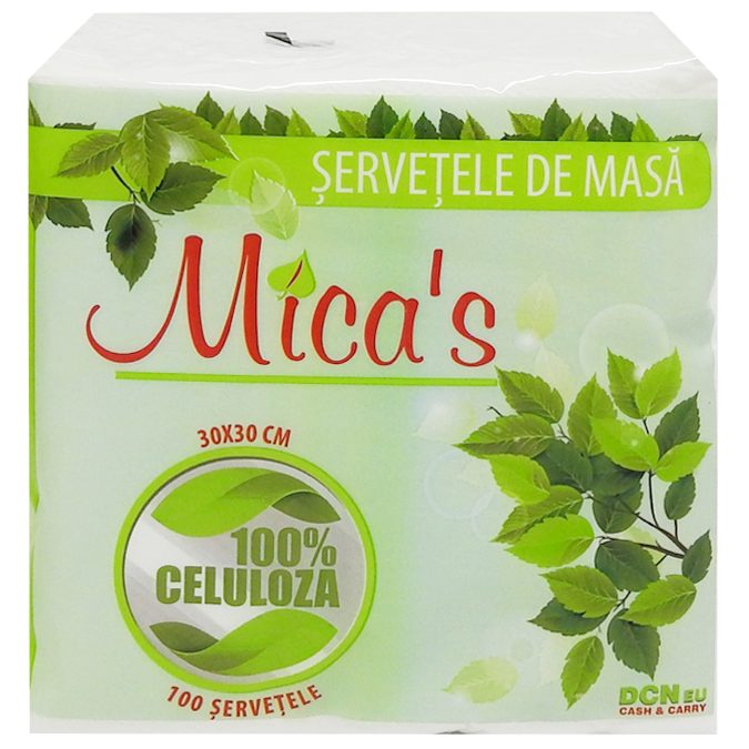Micas, Șervețele De Masă Unistrat, Hârtie Absorbantă Rezistentă, 1 Strat, 30x30 cm, 100 Bucăți, Alb