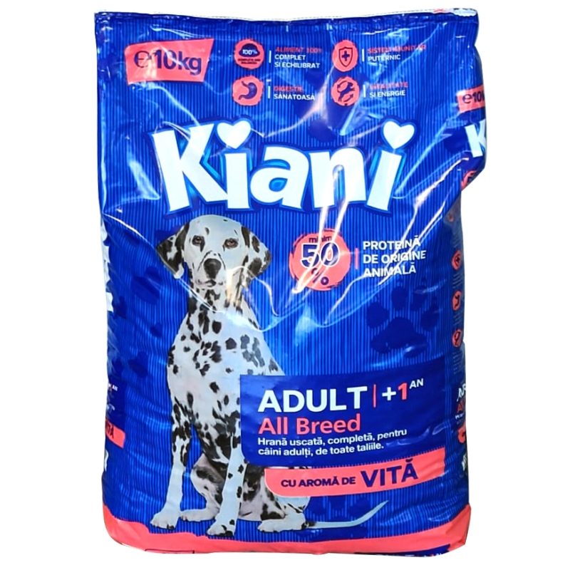 Kiani Hrana Uscata Pentru Caini Adulti, Reteta Cu Vita Si Cereale, Sac 10 kg