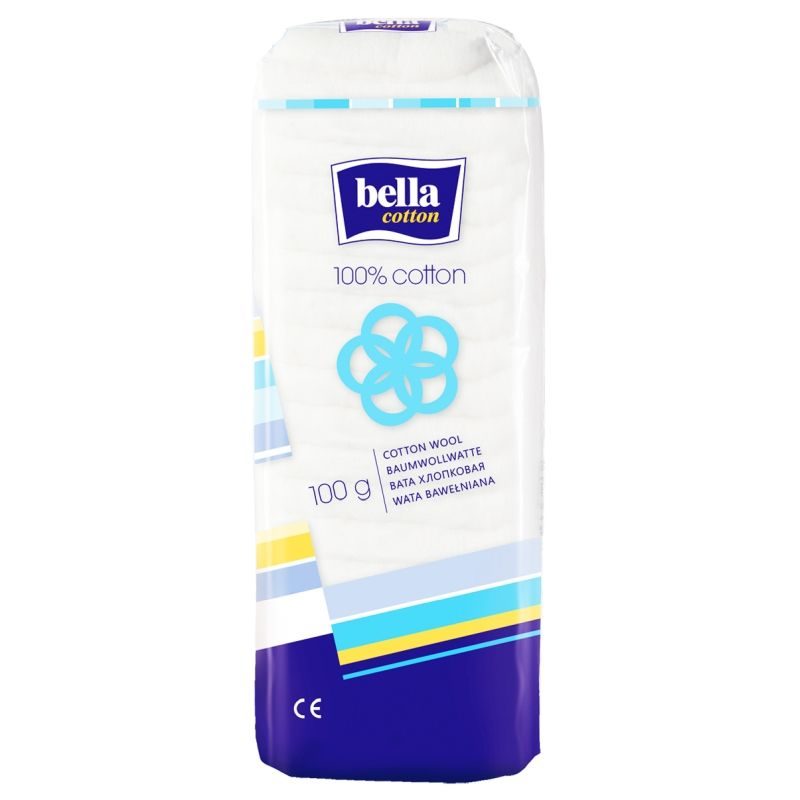 Vata Bumbac Bella, Bumbac 100% Hidrofil, Moale si Absorbanta, Ideala pentru Igiena si Demachiere, 100 g