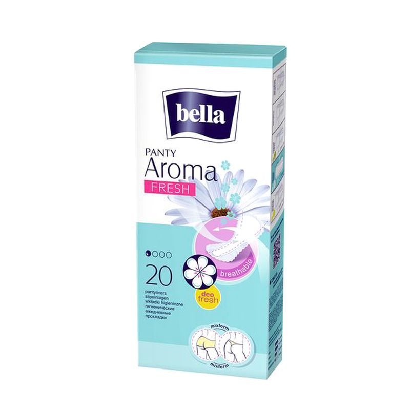 Bella Panty Aroma Fresh, Absorbante Zilnice Parfumate, Forma Anatomica, Grad de Absorbție 2 Picături, 20 Bucăți