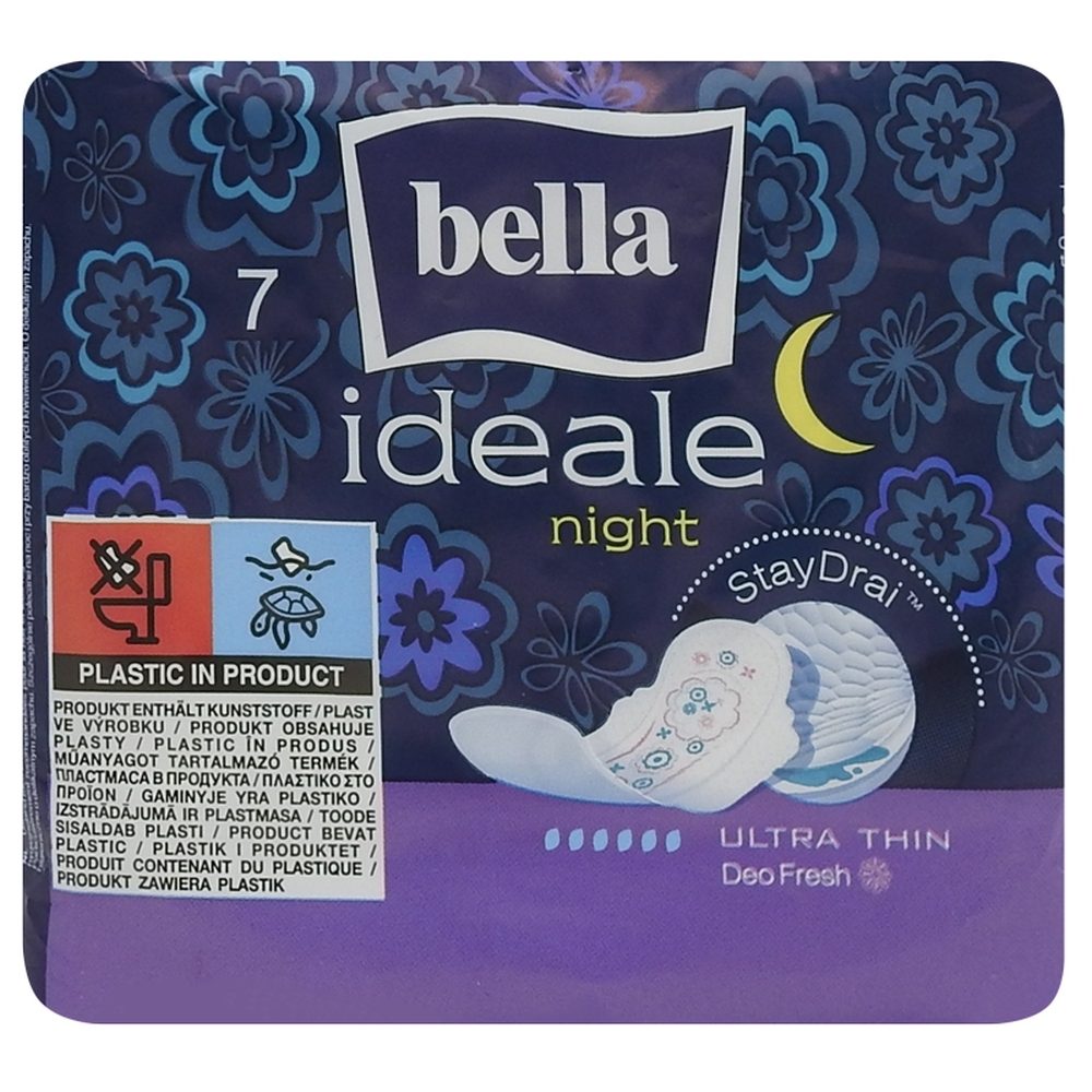 Bella Absorbante Igienice Ultra Night, Design Subțire cu Formă Alungită pentru Noapte, Absorbție Maximă, 7 Bucăți