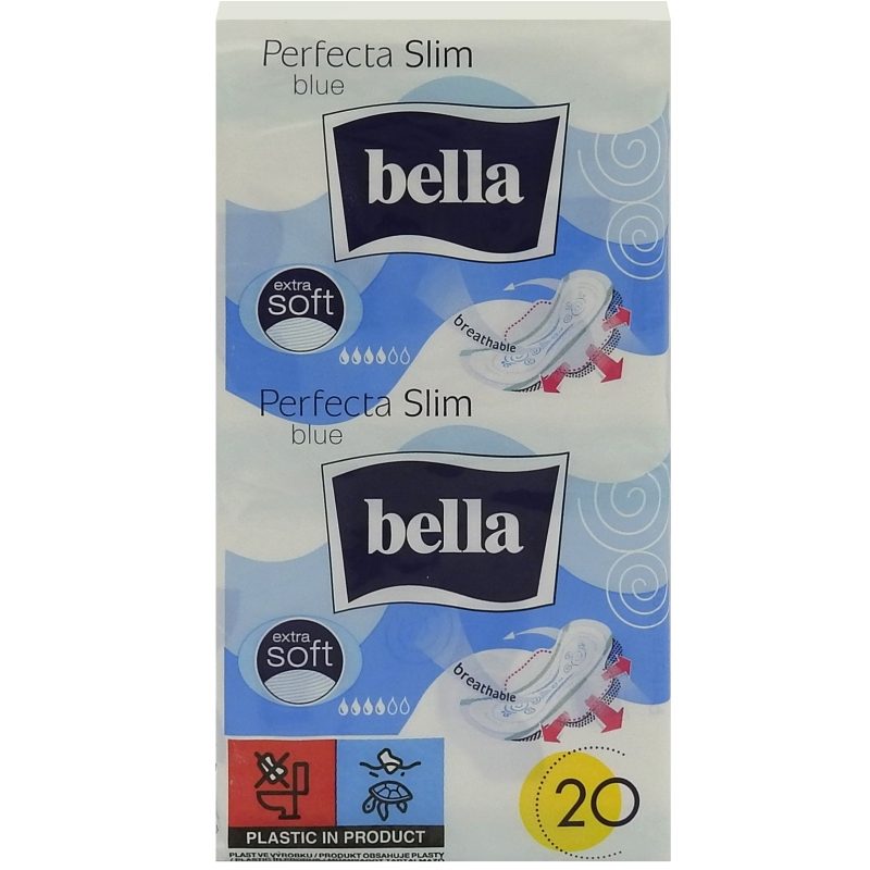 Absorbante Igienice Bella Perfecta Ultra Blue, Strat Exterior Moale, Ultra Subțiri, 20 Bucăți