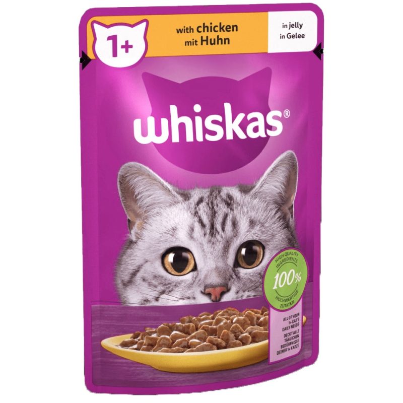 Whiskas Hrana Umeda pentru Pisici Adulte, Pui in Aspic, Plic 85 g