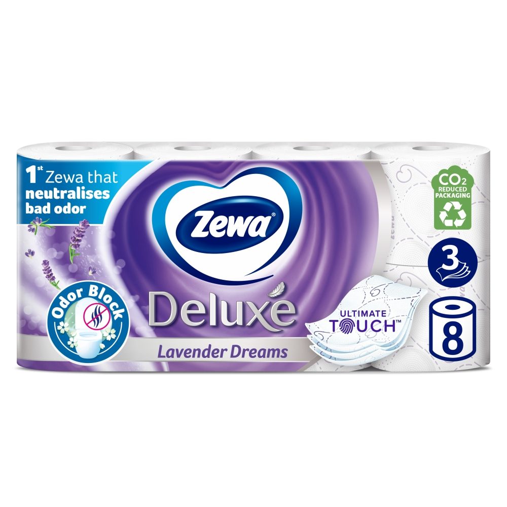 Zewa Hartie Igienica Delicata, 3 Straturi, Aroma de Lavanda, Textura Moale si Rezistenta, 8 Role, Mov