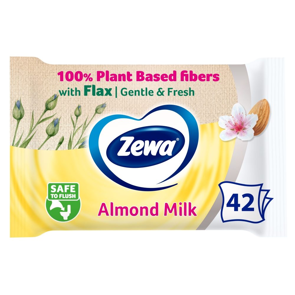 Zewa Hartie Igienica Umeda, Formula Delicata cu Lapte de Migdale, Pachet 42 Bucati