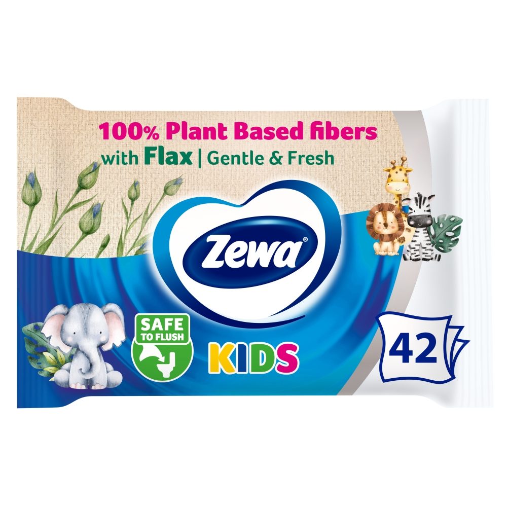 Zewa Kids Hartie Igienica Umeda, Formula Delicata Pentru Copii, Biodegradabila, Fara Parfum, 42 Bucati