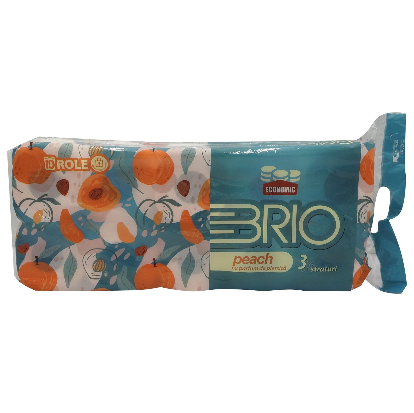 Brio Hartie Igienica, 3 Straturi, Parfum de Piersica, Textura Fina si Rezistenta, 10 Role