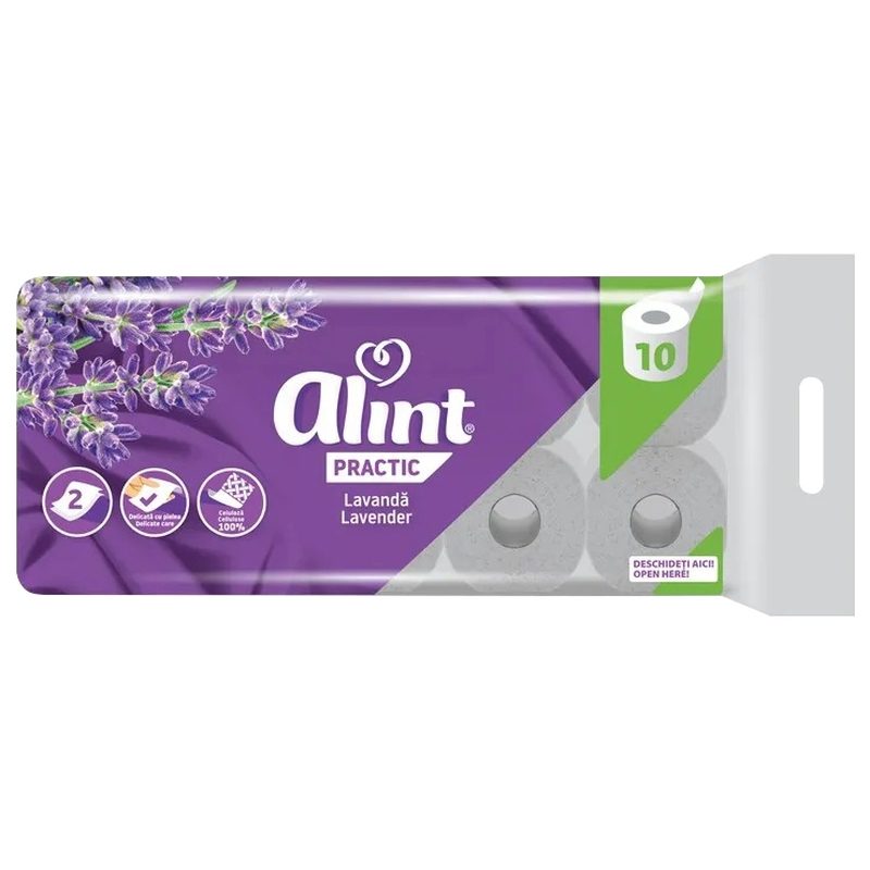 Alint Hartie Igienica Practic, 2 Straturi, Parfum de Lavanda, Celuloza, 10 Role