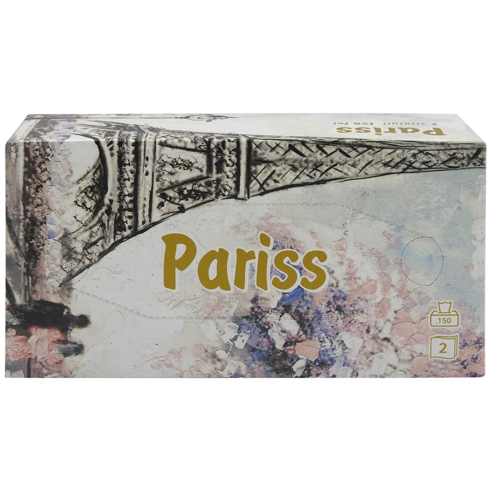 Pariss Șervețele Faciale, Fine Tip Pop-Up, 2 Straturi, Celuloză Albă, Cutie 150 Bucăți
