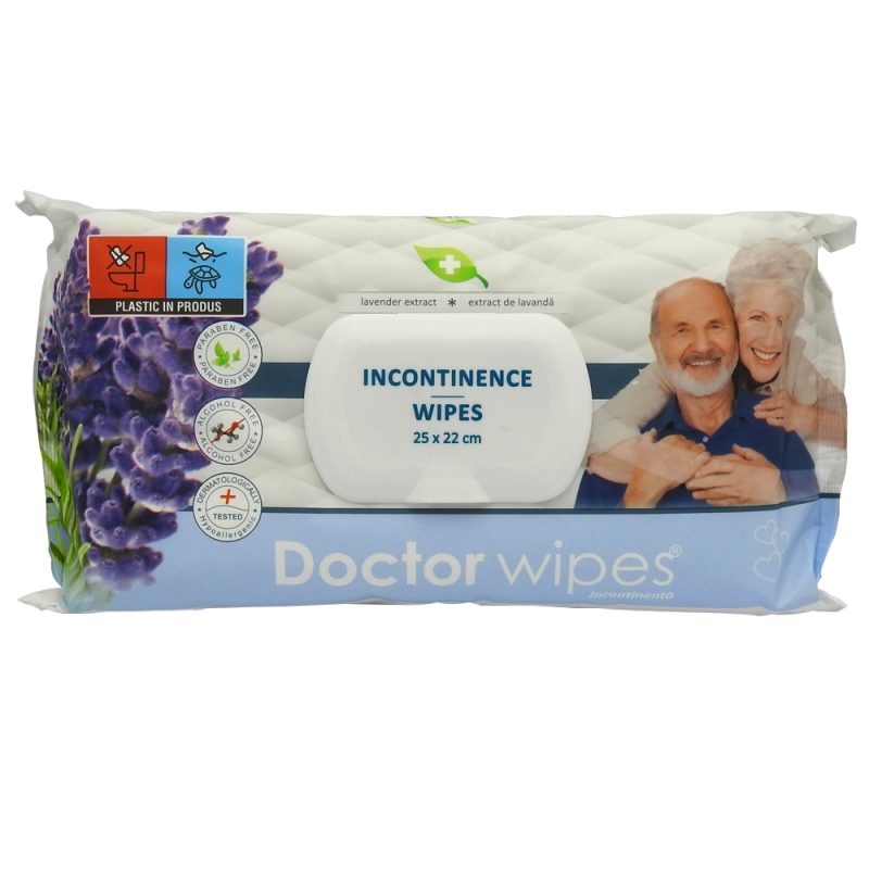 Doctor Șervețele Umede Pentru Incontinență, Curățare Și Hidratare Cu Extract De Lavandă, Material Textil Moale, 50 Bucăți