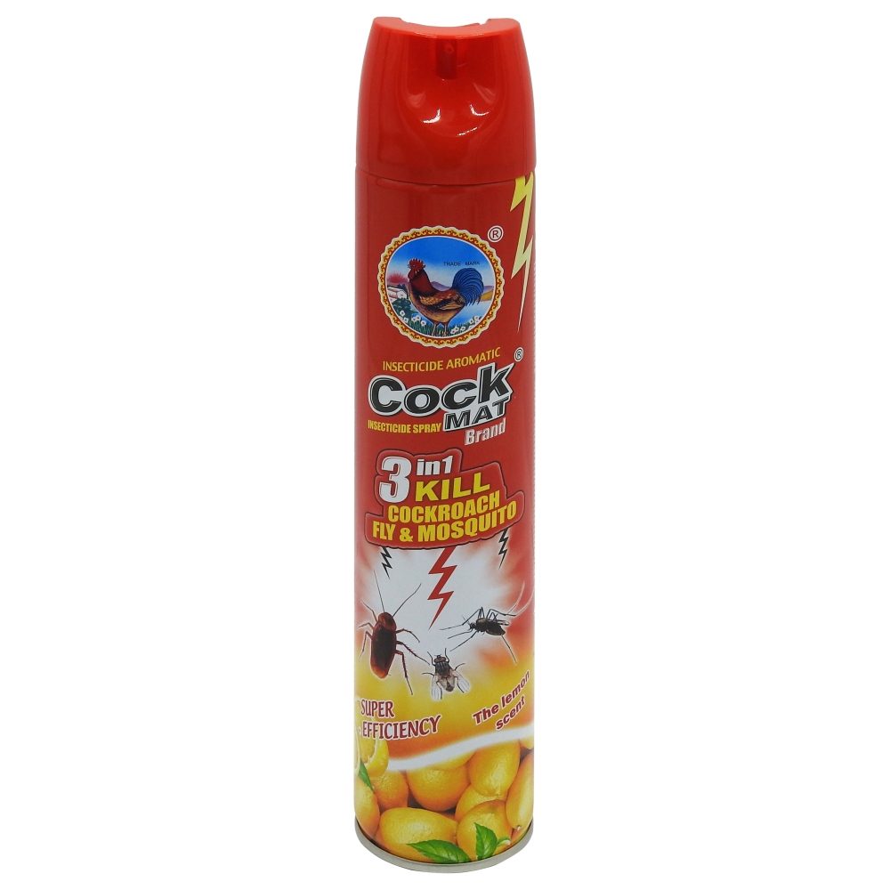 Cock Mat Insecticid Universal, Spray Impotriva Insectelor Taratoare si Zburatoare, Formula cu Parfum de Lamaie, 400 ml