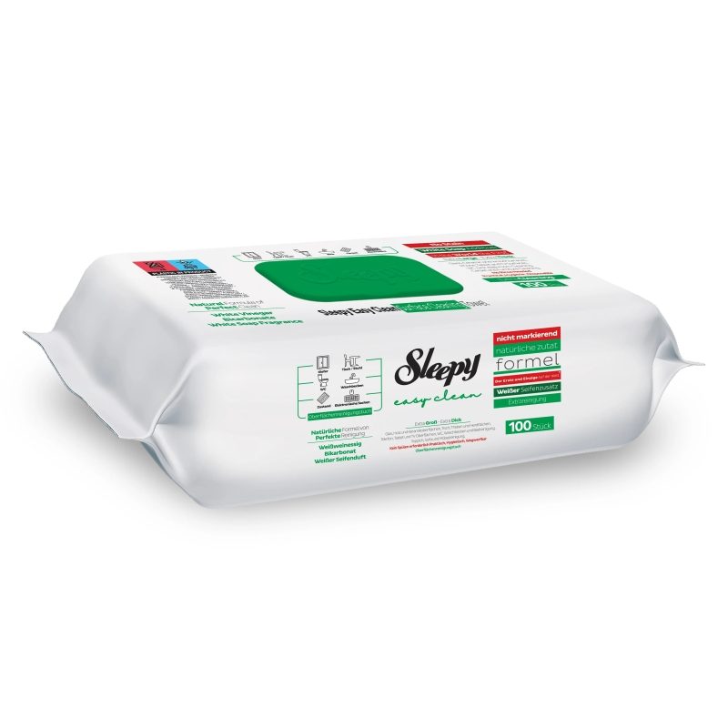 Sleepy Easy Clean Șervețele Umede Multisuprafețe, Formulă Extra Cleaning cu Oțet Alb și Bicarbonat de Sodiu, Pachet 100 Bucăți
