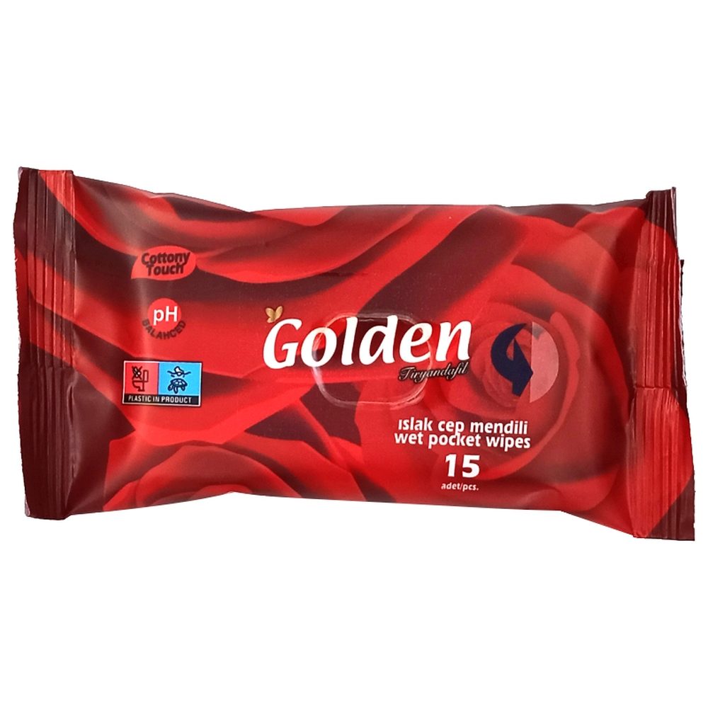 Golden Șervețele Umede de Buzunar, Parfum de Trandafir, Hipoalergenice, 15 Bucăţi