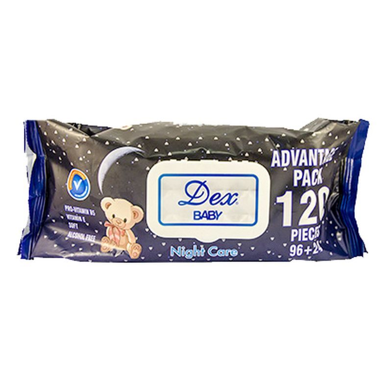 Șervețele Umede Dex Night Care, Capac Plastic, Textură Moale, Curățare Delicată, 120 Bucăți