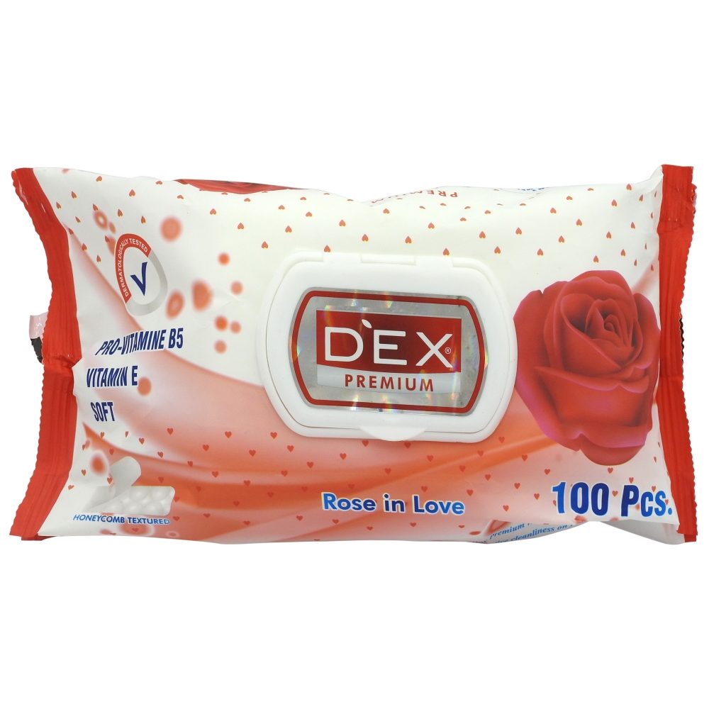 Șervețele Umede Dex Rose Love, Curățare și Hidratare, Pachet cu Capac, Parfum de Trandafir, 100 Bucăți