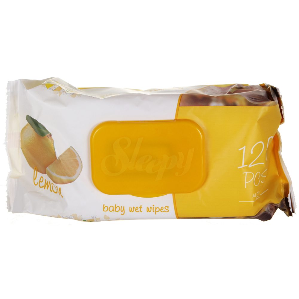 Sleepy Șervețele Umede Igienice cu Parfum de Lămâie, Textură Moale și Hidratantă, Pachet cu Capac, 120 Bucăți