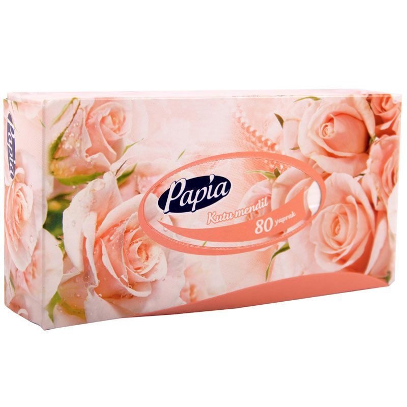 Papia Șervețele Faciale La Cutie, 2 Straturi, Fine și Rezistente din Celuloză 100%, 80 Bucăți