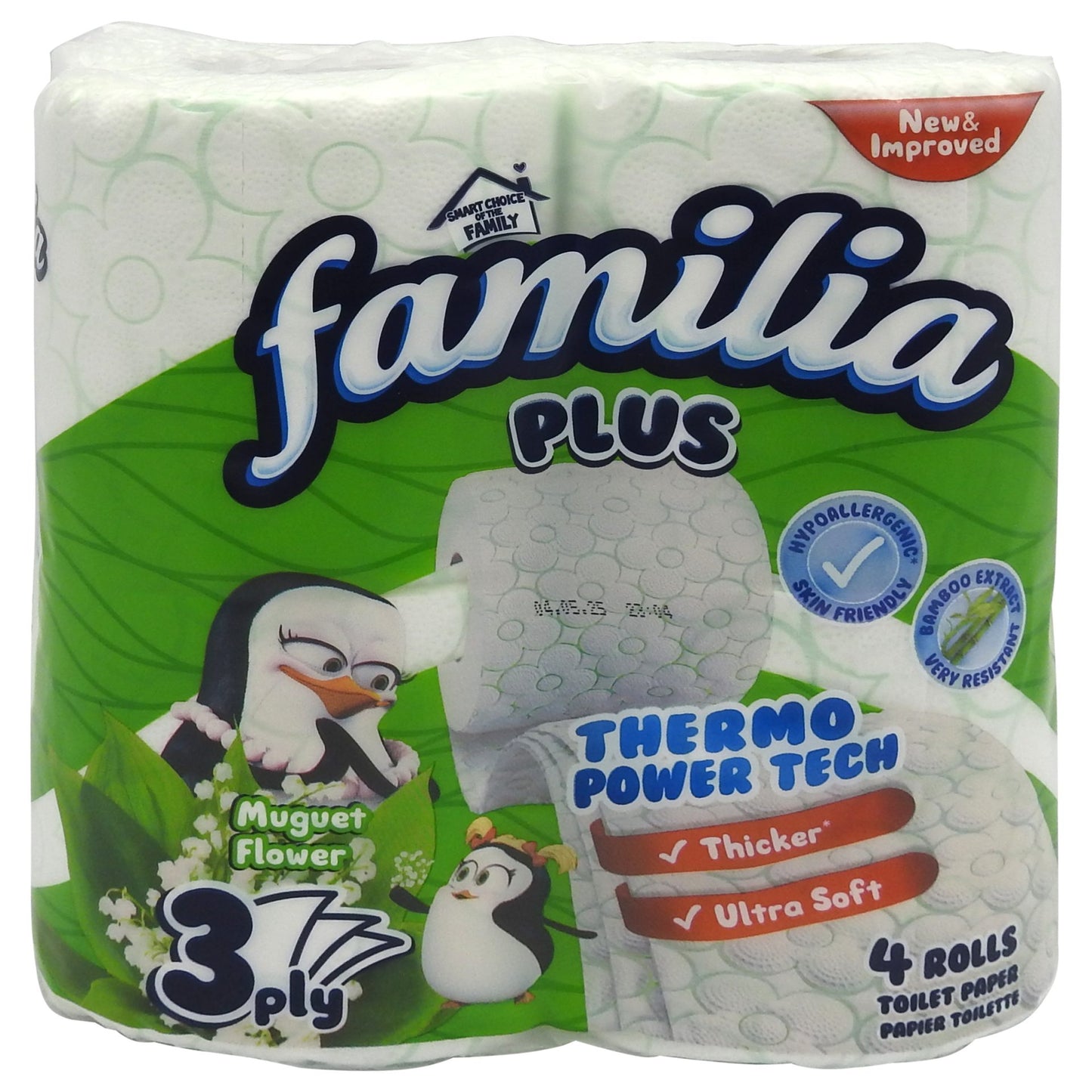 Familia Hartie Igienica Parfumata, 3 Straturi, Aroma Muguet Flower, Textura Catifelata, Celuloza 100%, 4 Role